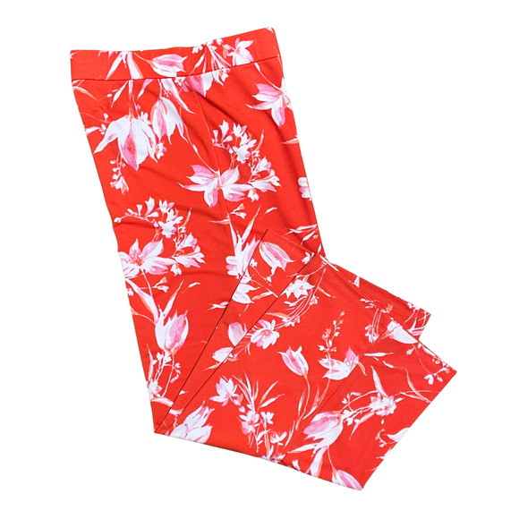 Isaac Mizrahi Sz L (Fits XL) Wide Leg Pants 31"ins Pull-On Knit Crepe Tropical - Picture 1 of 8